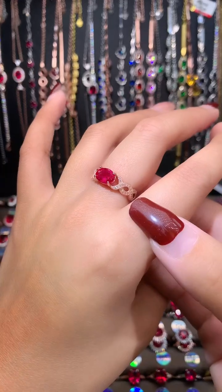 【闪购商品】红宝石戒指银S925镶嵌6.8玫瑰金