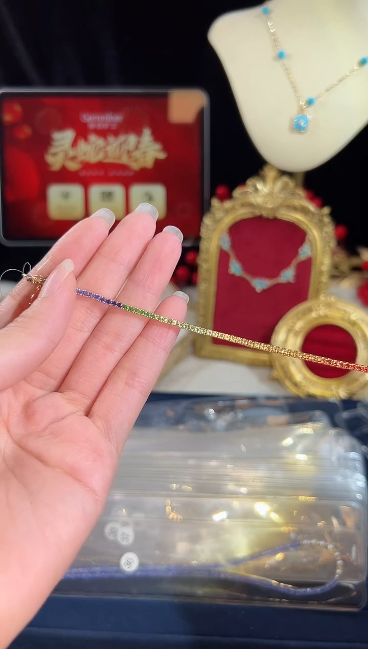 【闪购商品】彩色蓝宝石手链18K金镶嵌BB3559#-Y#75