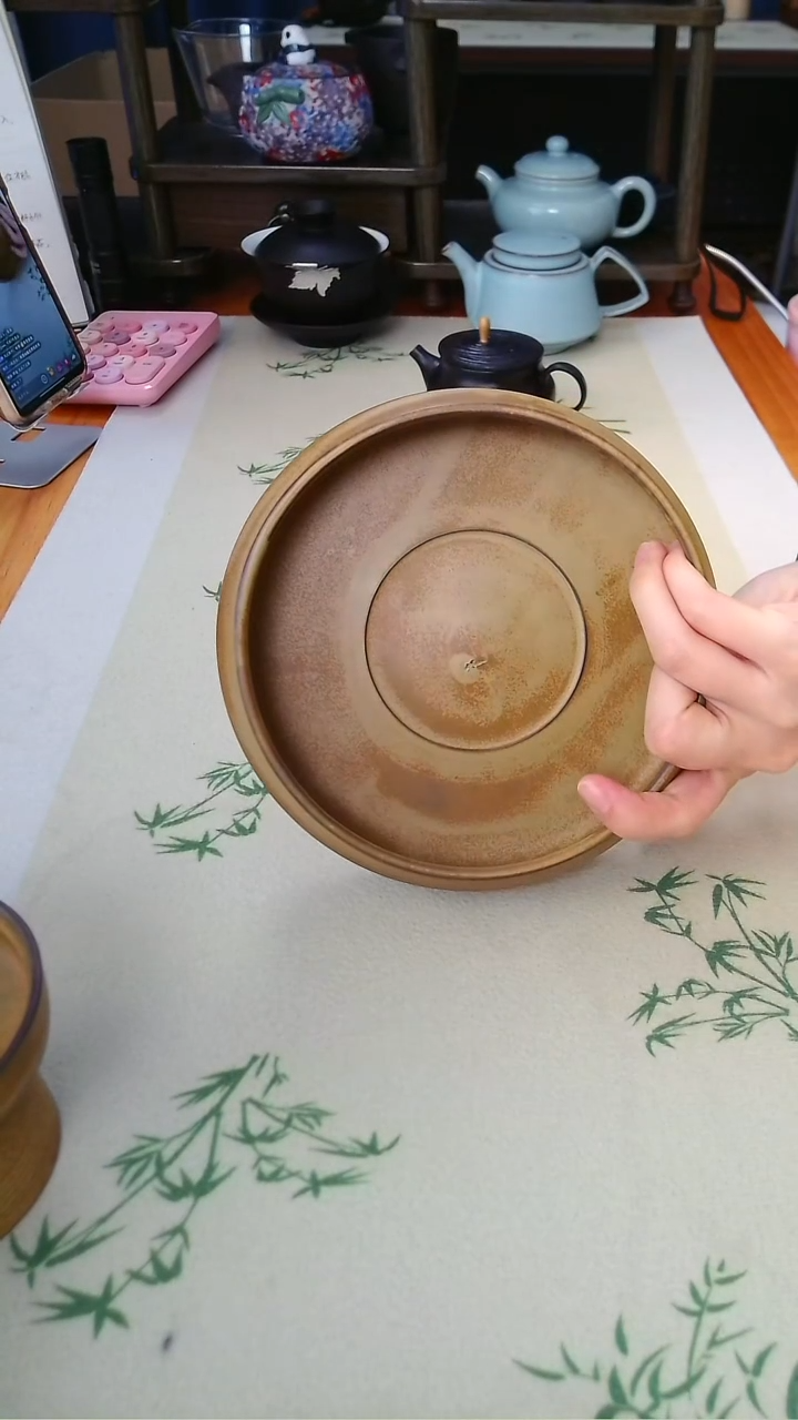 松烟 陶 窑变壶承 直径17cm