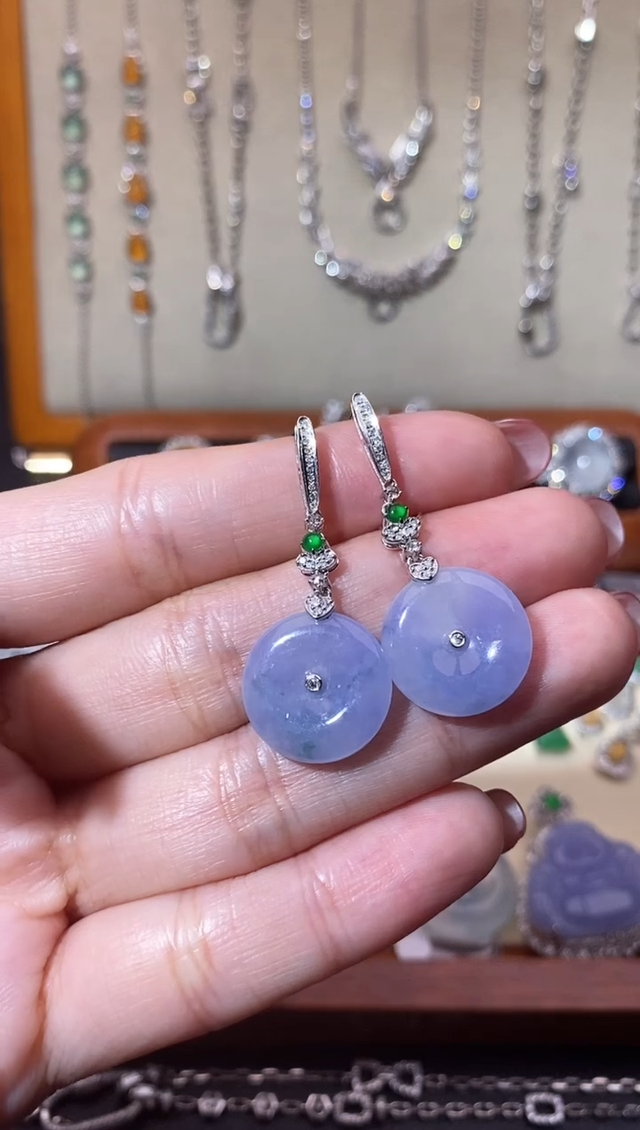 【闪购商品】翡翠耳饰18K金镶嵌耳饰