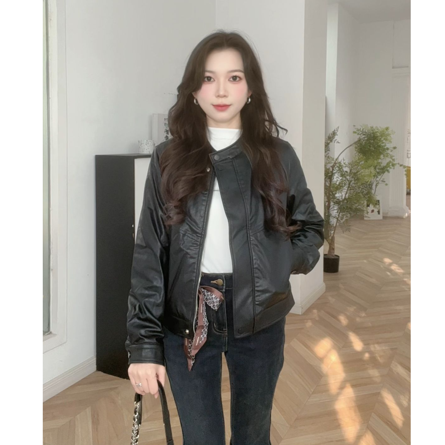 IEF/爱依服【小个子专属】2025秋冬新款皮衣女时尚宽松短外套