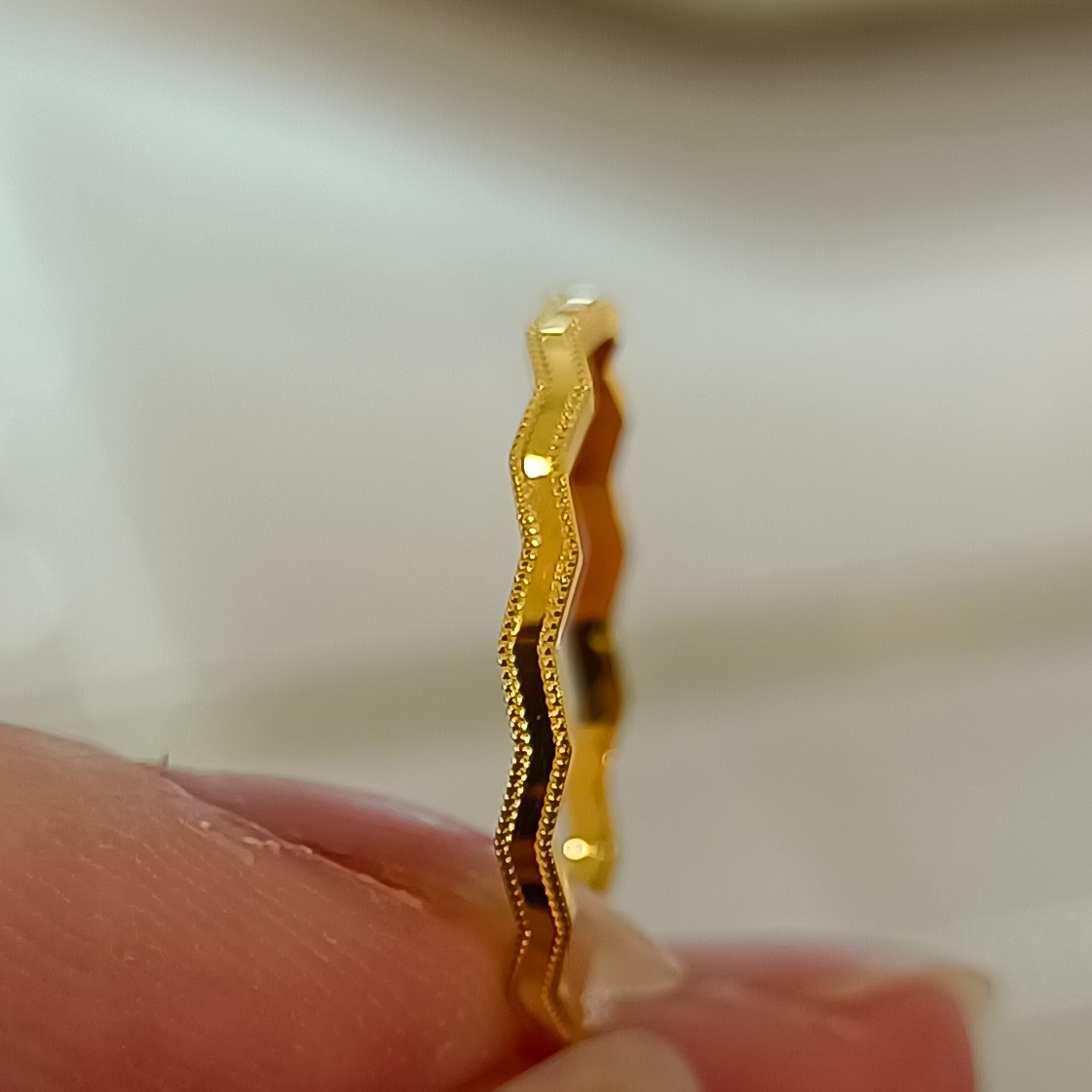 波浪简约足金999戒指