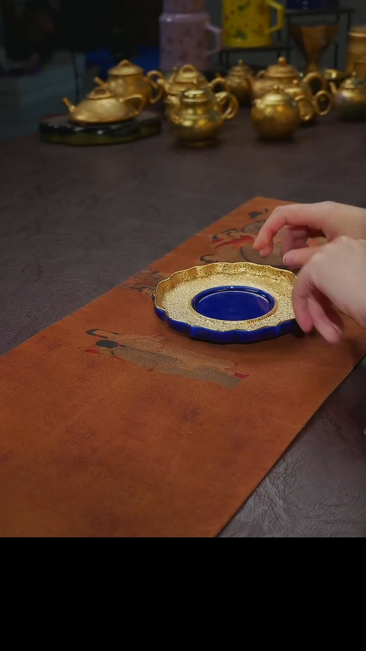 杯【宜景窑蓝宝王子鎏金系列】壶承