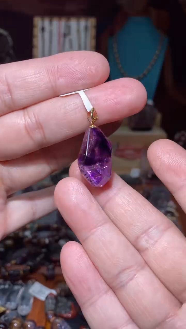 【闪购商品】水晶原石吊坠18K金镶嵌多样性