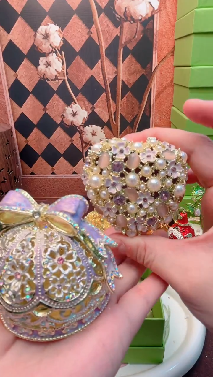 锌合金珐琅彩首饰盒摆件默认微瑕不退不换～