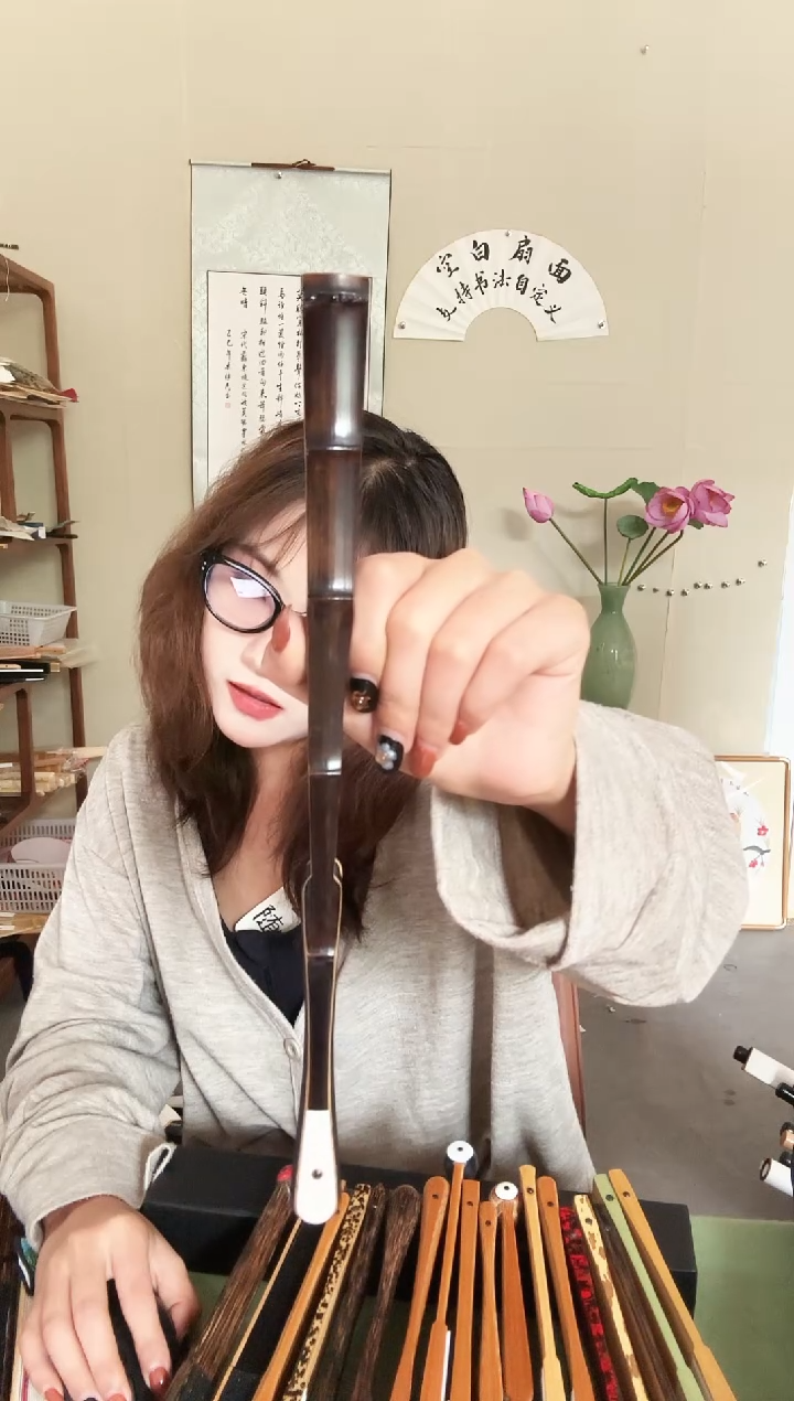 扇子紫竹黑苏工面可提字