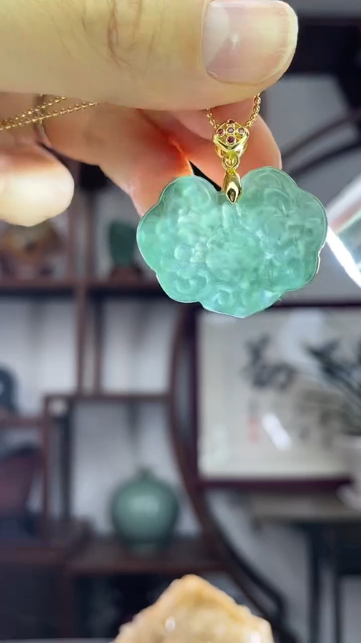 吊坠(赠链)未镶嵌翡翠D12蓝水平安锁