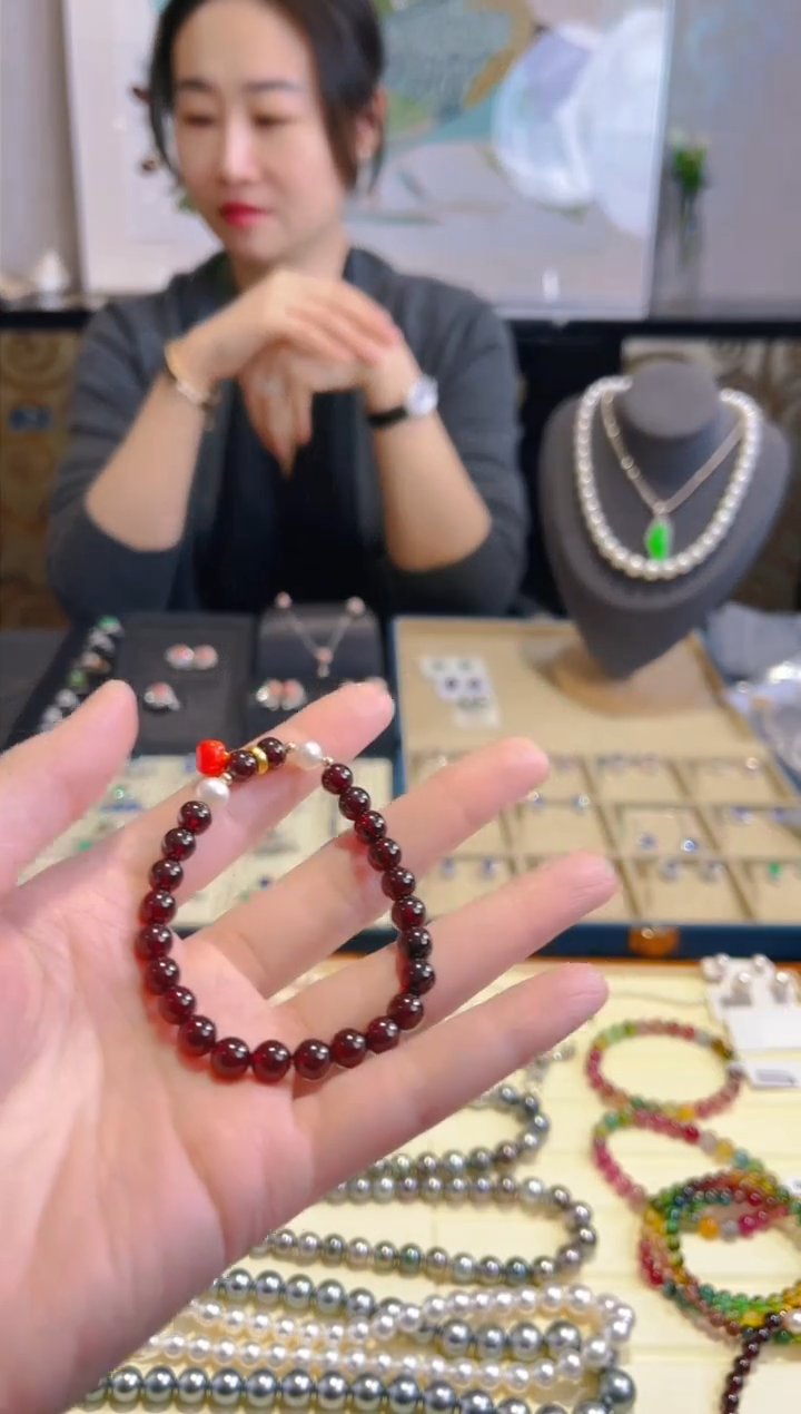 【闪购商品】石榴石手链银S925镶嵌手串