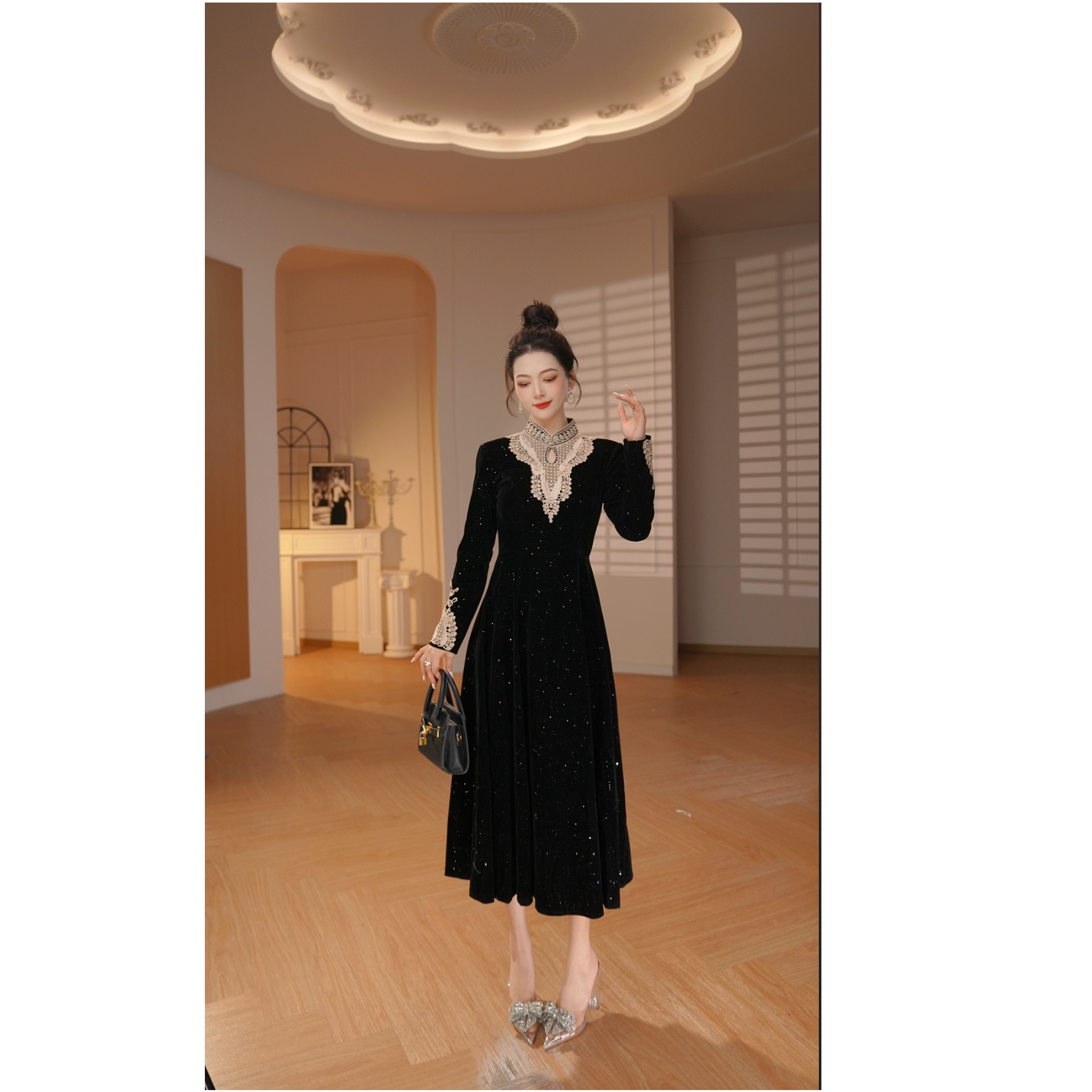 Pretty小众设计师品牌江江定制 修身中国风气质显瘦连衣裙91512
