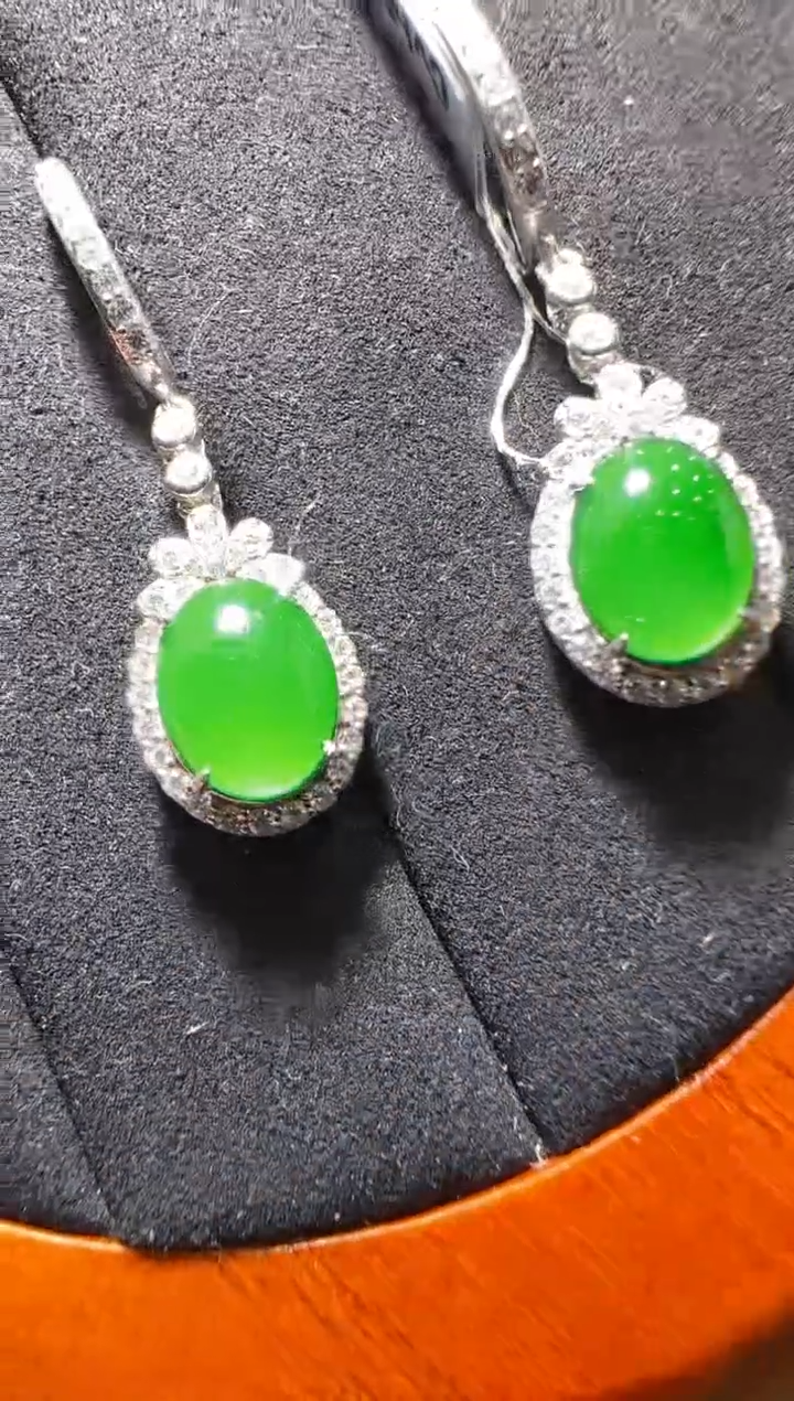 【闪购商品】翡翠耳饰银S925镶嵌天然翡翠A货多样性发一件
