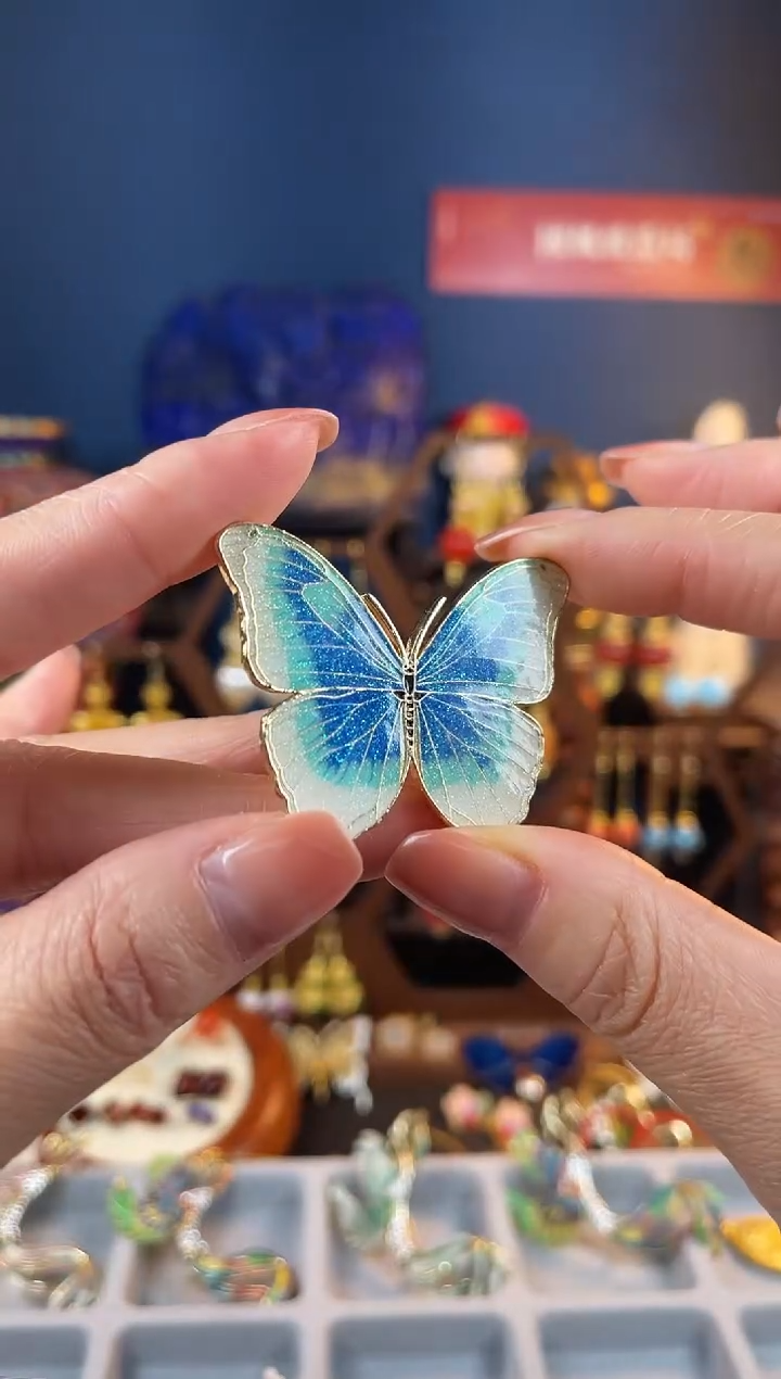 【闪购商品】蝴蝶珐琅景泰蓝胸针