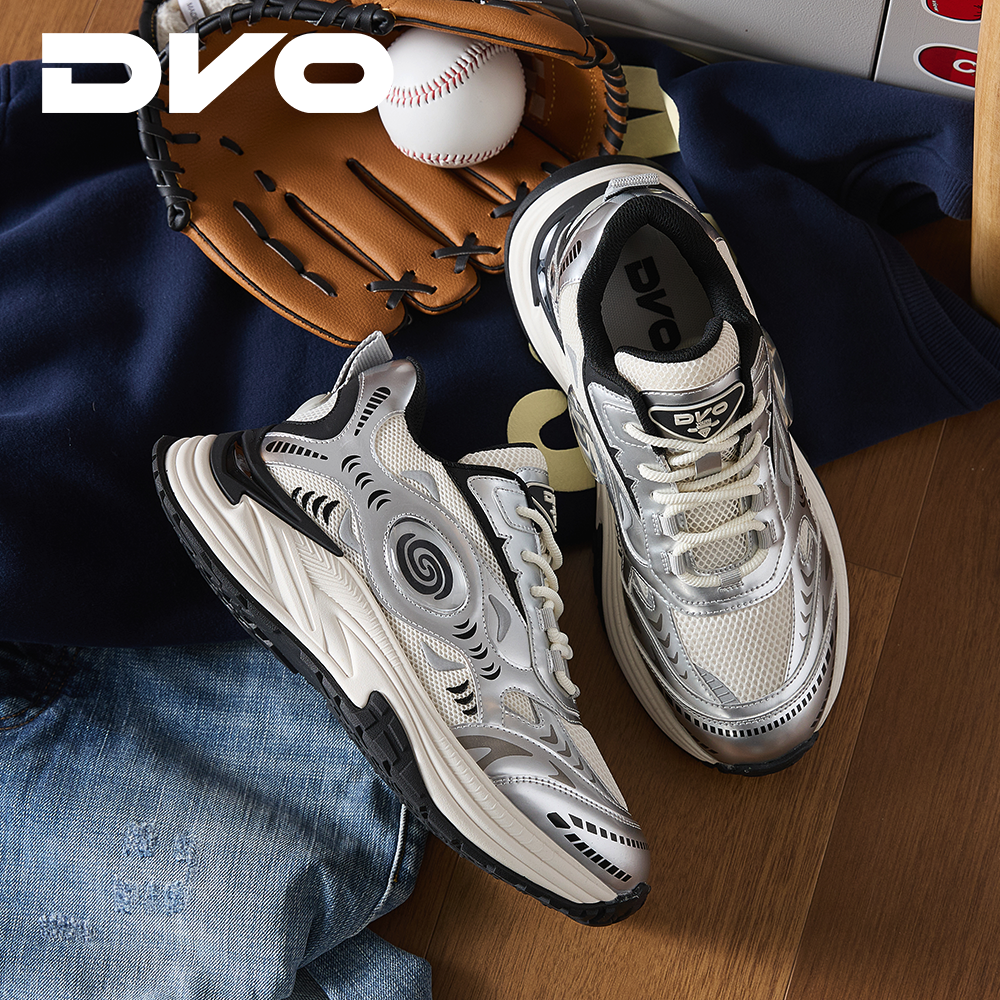 DVO【液态银】 7CM隐形内增高老爹鞋春夏新款网面透气休闲厚底鞋男