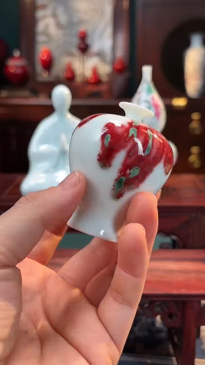 【闪购商品】摆件纯手工原创高温陶瓷〖红包翠釉里红〗