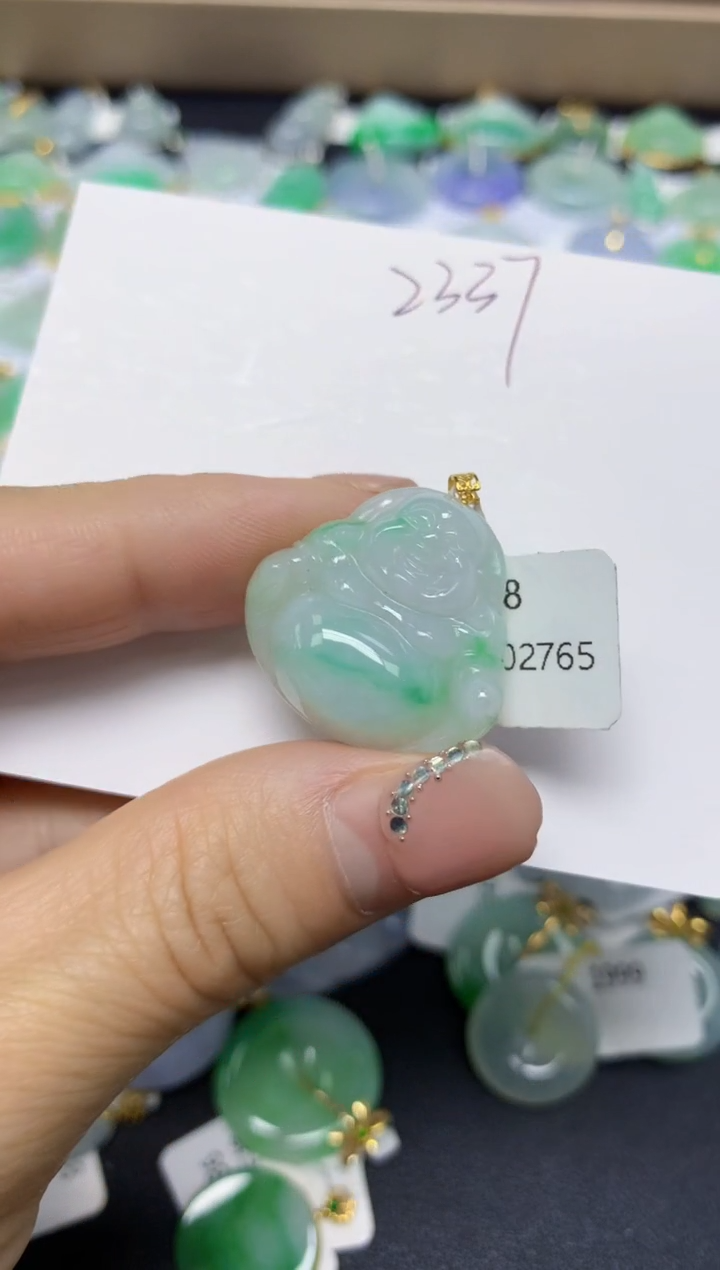 【闪购商品】翡翠挂件18K金镶嵌 天然翡翠A货
