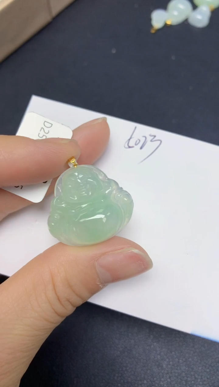 【闪购商品】翡翠挂件18K金镶嵌 天然翡翠A货