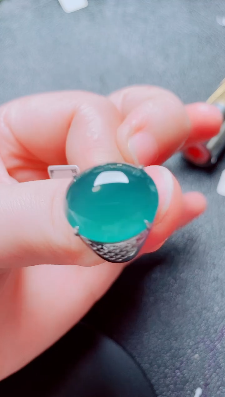 银S925镶嵌戒指翡翠111