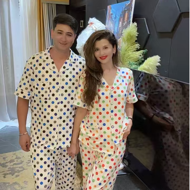 【mashuck】甜美套装长袖夏季家居服套装满印睡衣薄款宽松皮筋【18】