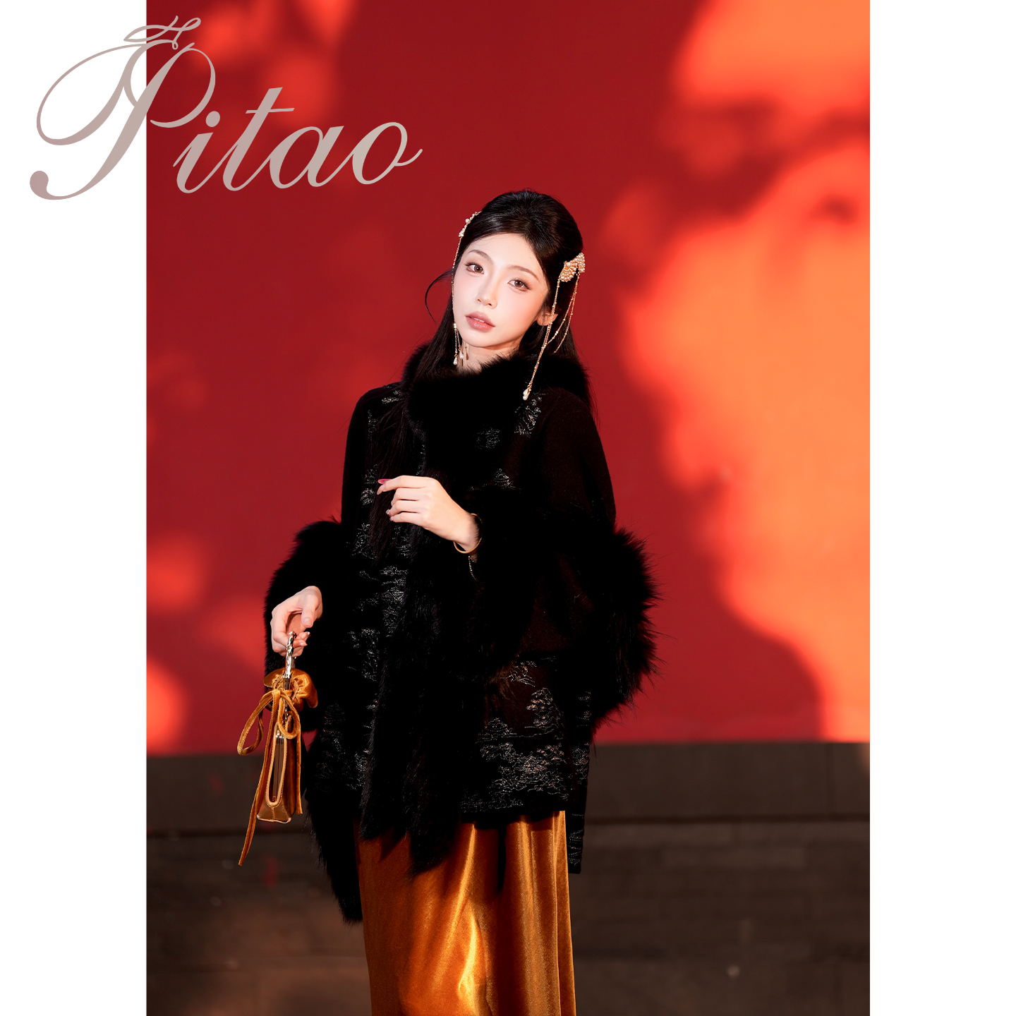 杜屁屁桃PITAO 原创【千金裘】秋冬新中式女装100绵羊毛双面外套