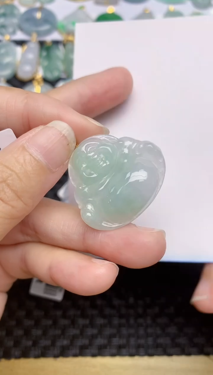 翡翠18K金镶嵌颈饰天然A货翡翠 14