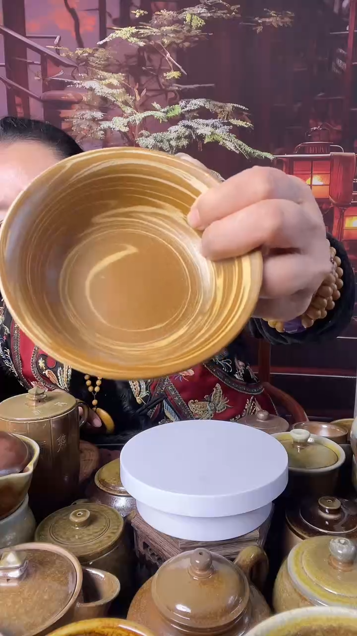 杯山东柴烧儒陶绞彩泥饭碗