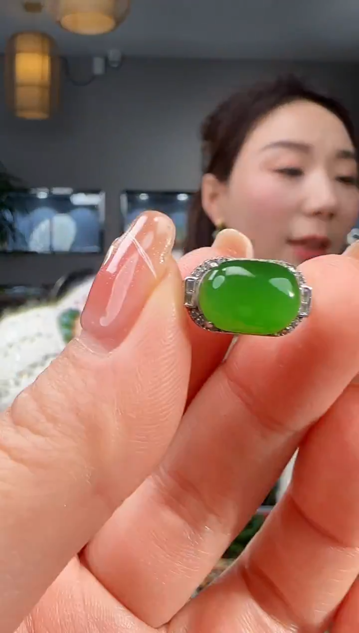 银S925镶嵌戒指和田玉1