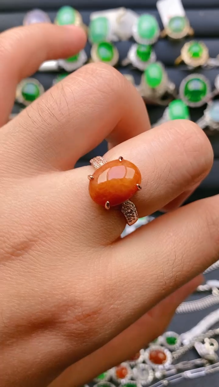 【闪购商品】翡翠戒指银S925镶嵌天然A货翡翠1