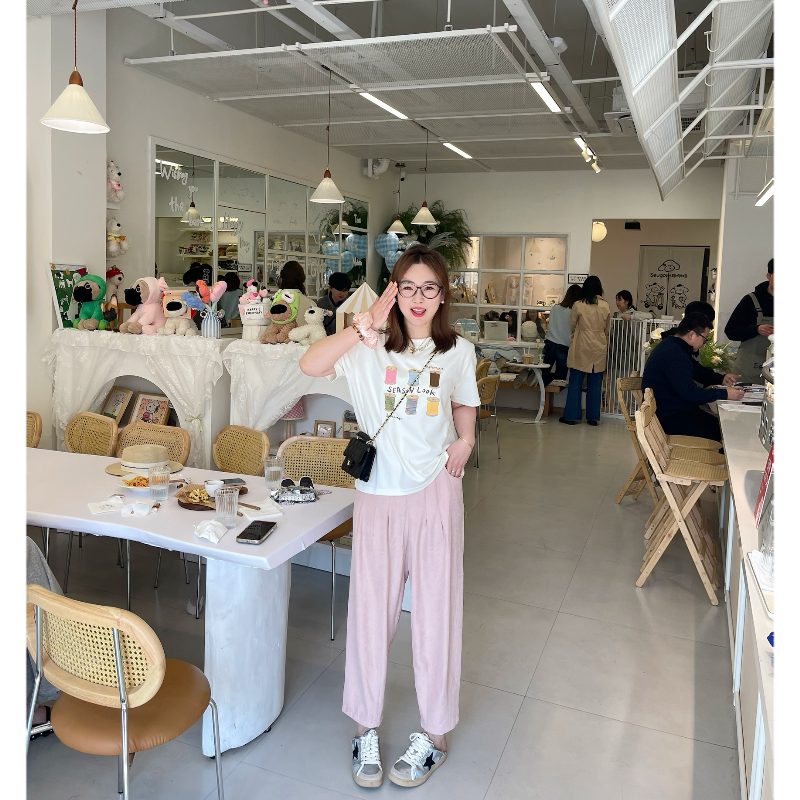 青青·STUDIO〖奶皮哈伦〗春款大码显瘦奶皮超舒适手感哈伦裤S25090