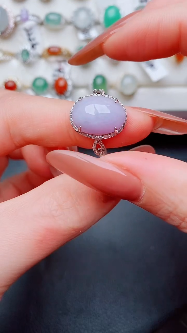 银S925镶嵌戒指翡翠...