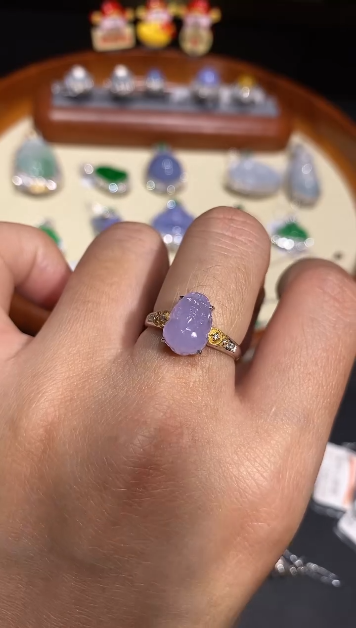 【闪购商品】翡翠戒指18K金镶嵌戒指