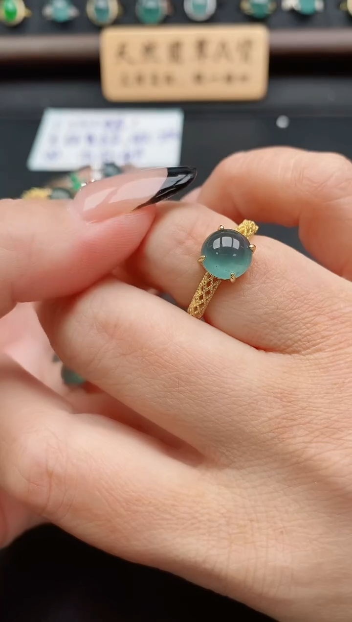 银S925镶嵌戒指翡翠1