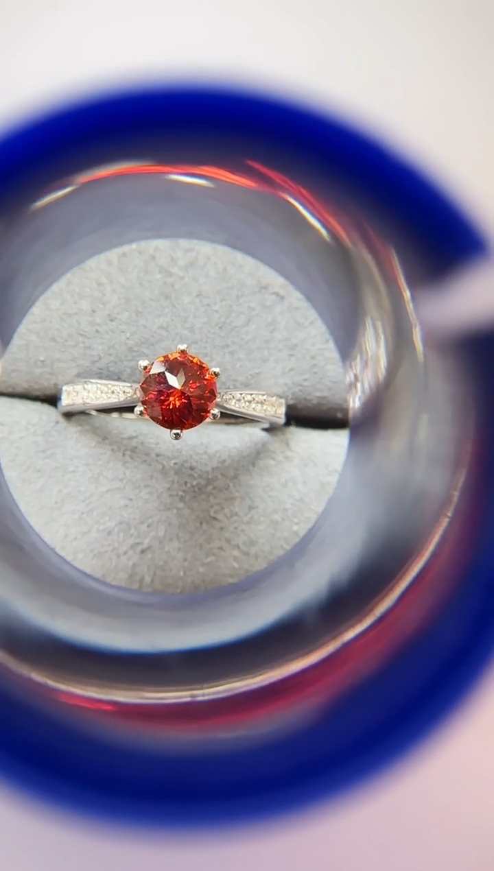 主播定制链接 红色小蛮腰戒指1ct 定制圈口