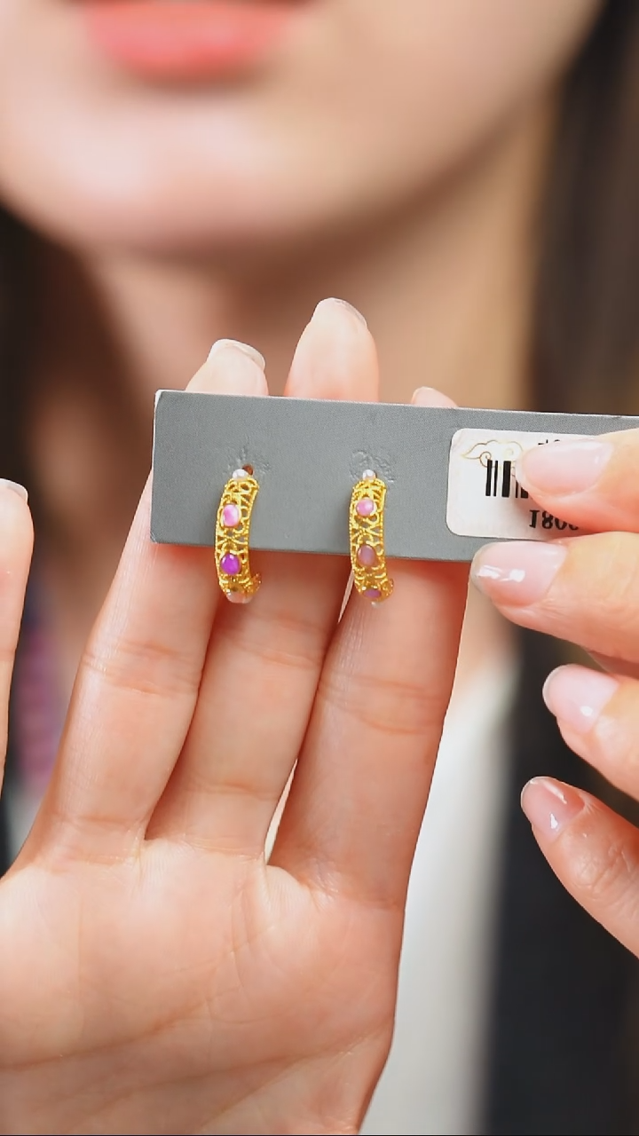 18K金镶嵌苏纪石（舒俱来）耳环4