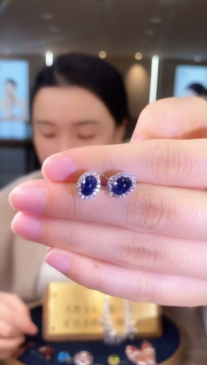 【闪购商品】蓝宝石耳饰银S925镶嵌08