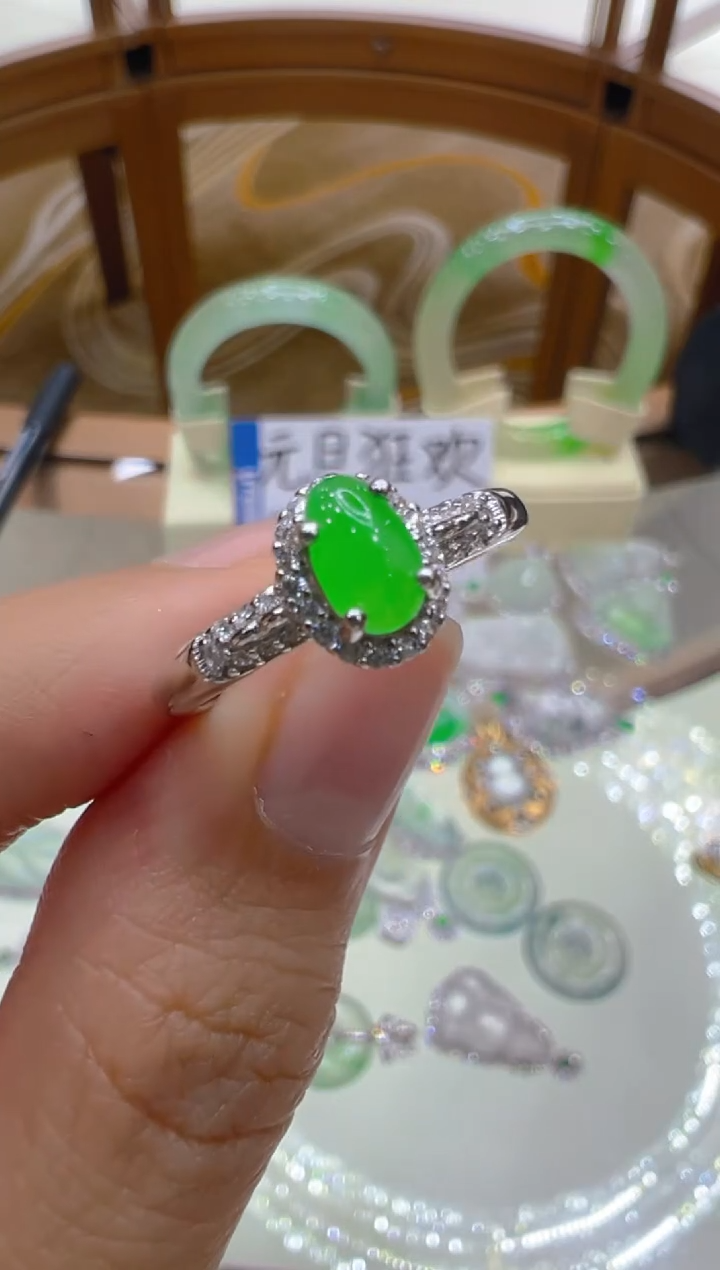 银S925镶嵌戒指翡翠多样性团购发一件