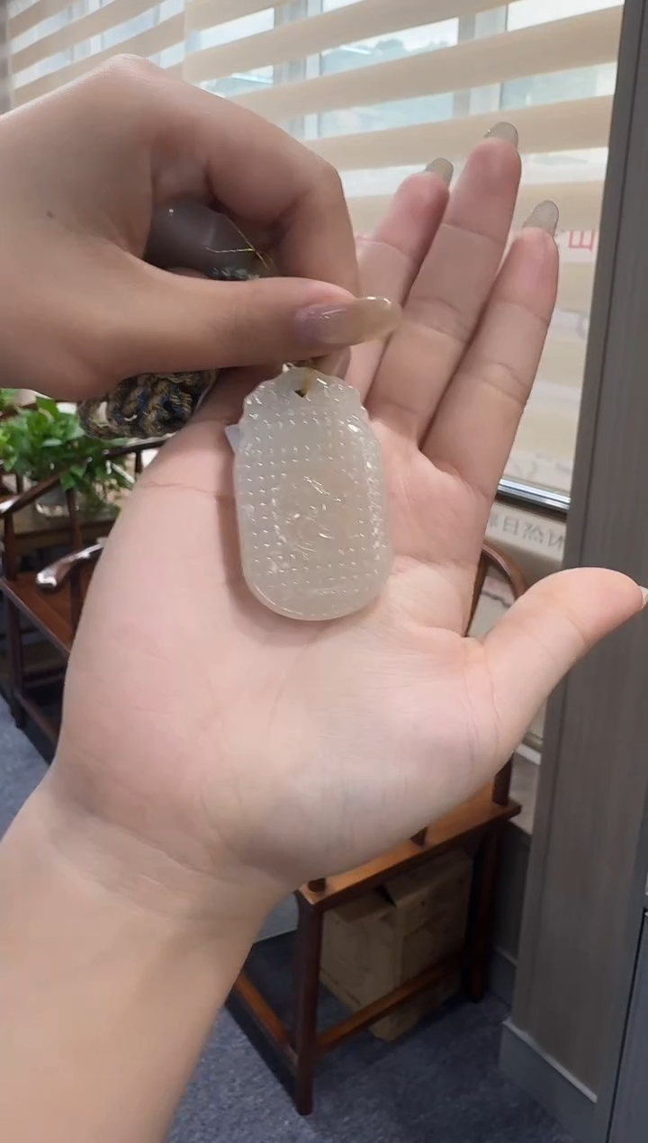 颈饰未镶嵌和田玉仿古龙凤牌/配绳