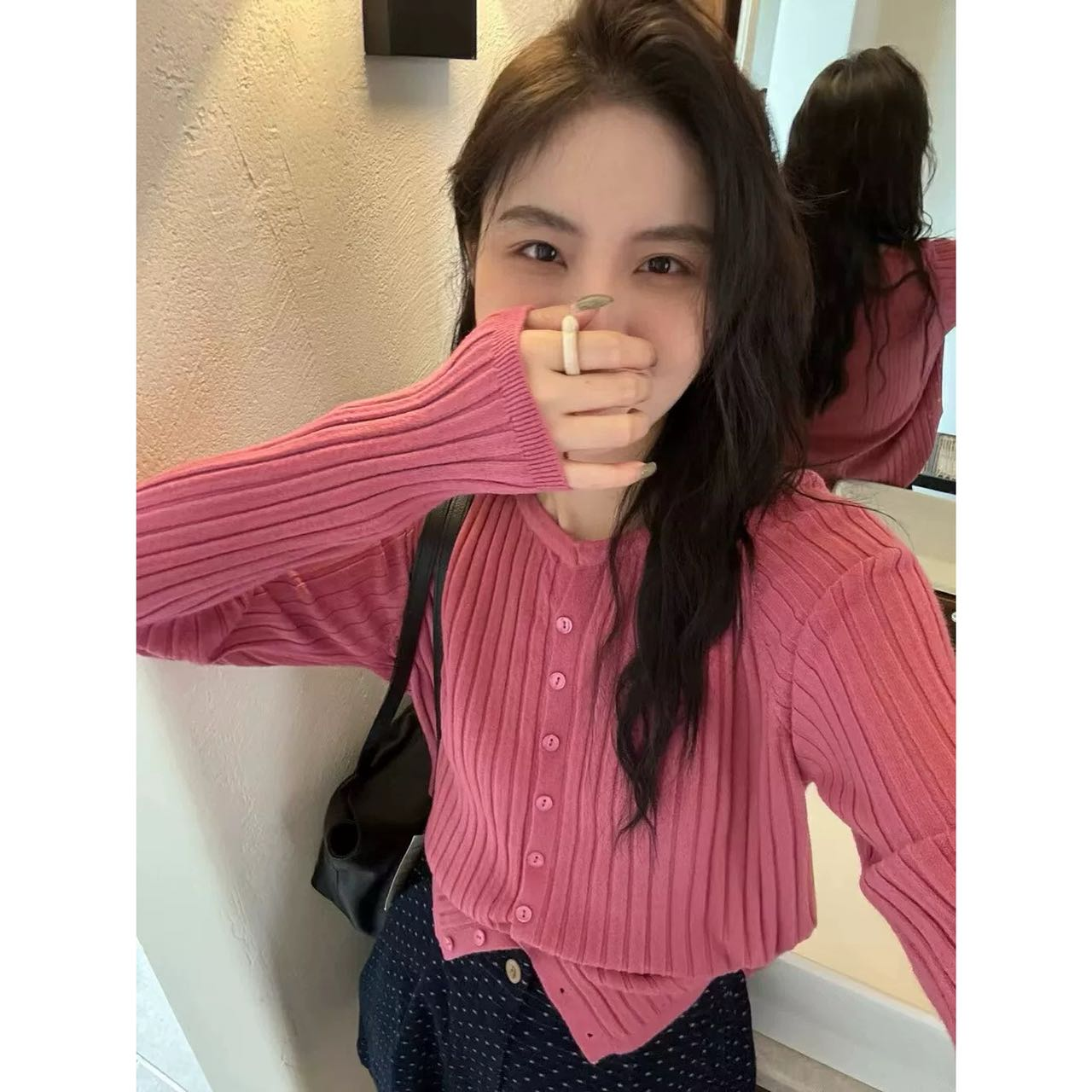 2025新款纯色秋冬显瘦坑条针织开衫外套毛衣洋气百搭修身女上衣