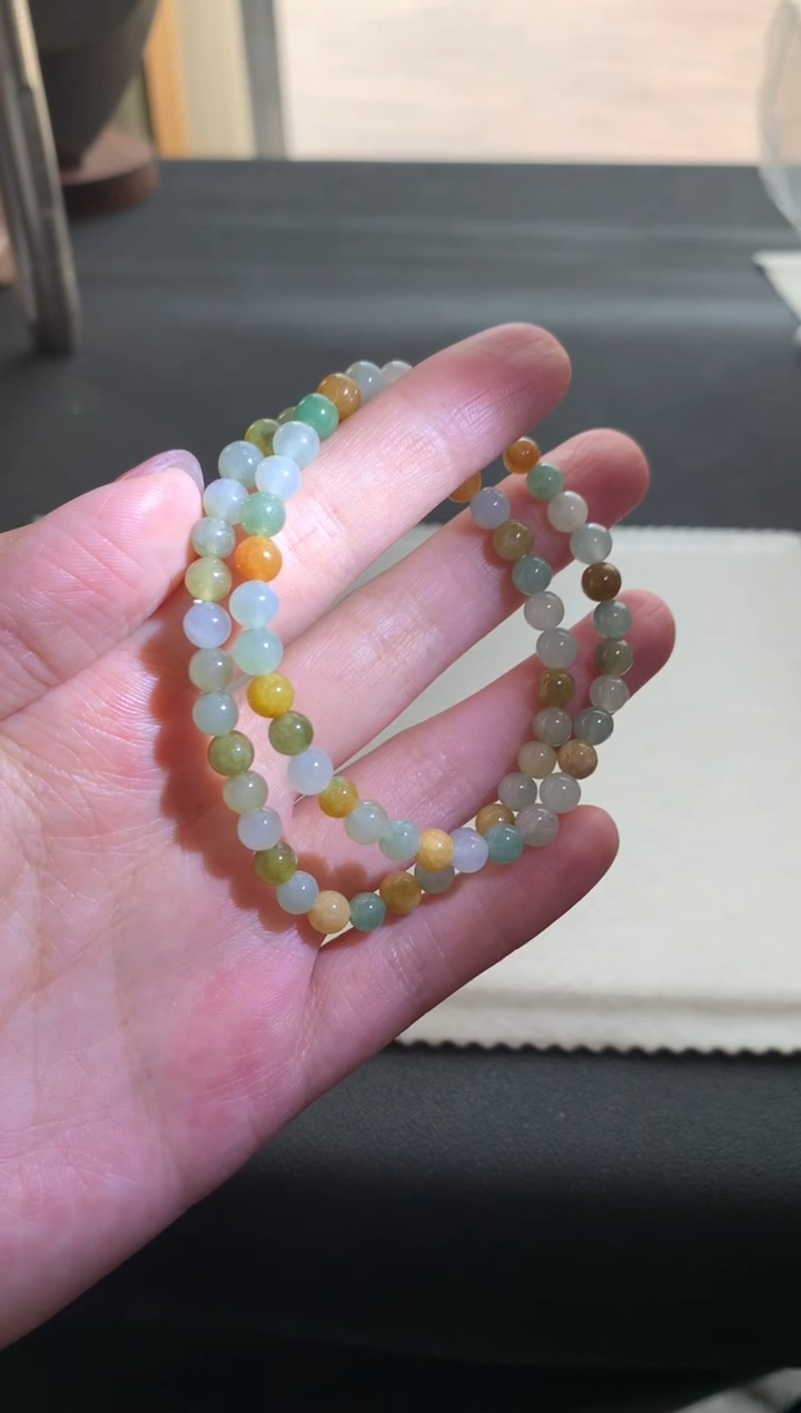 【闪购商品】翡翠手串未镶嵌三彩手串F591多样性发一