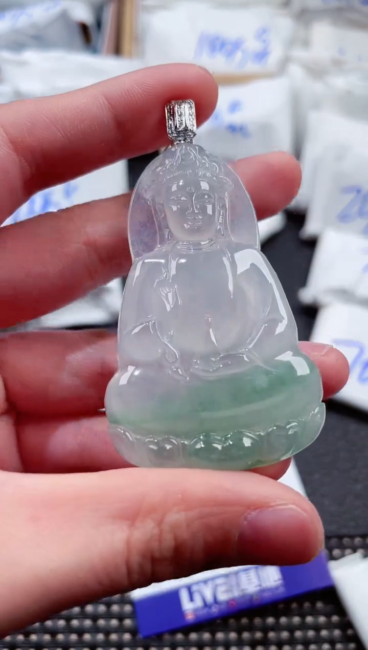 翡翠18K金镶嵌颈饰00004389