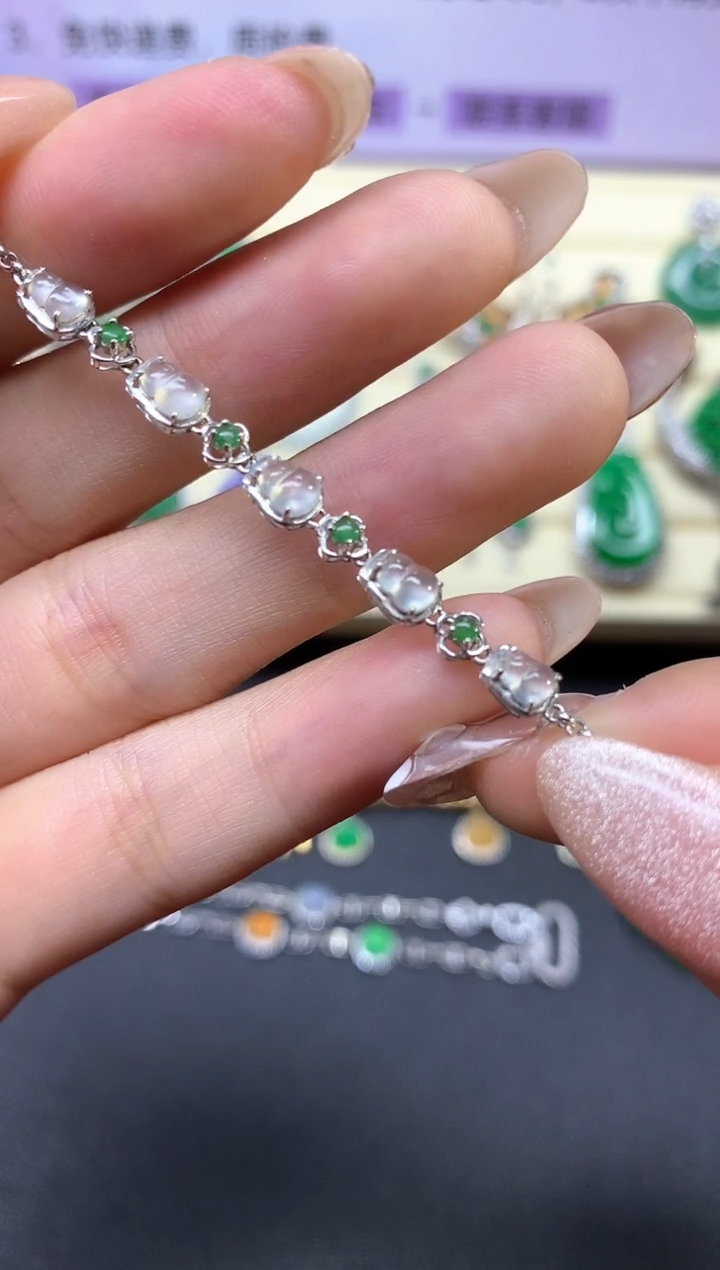 【闪购商品】翡翠手链18K金镶嵌手链|2650