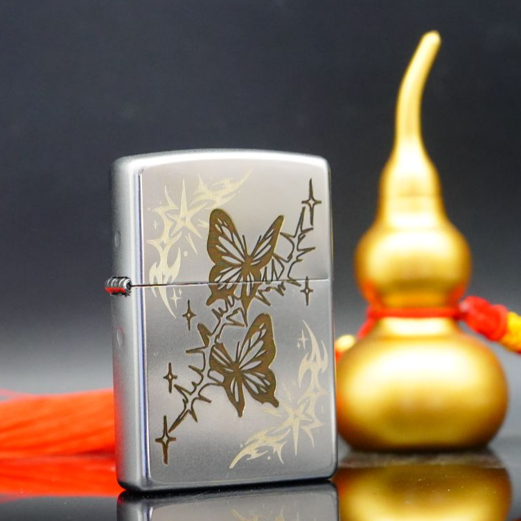 ZIPPO/之宝打火机XF常规磨砂银烙黑化茧成蝶 DY9902DK