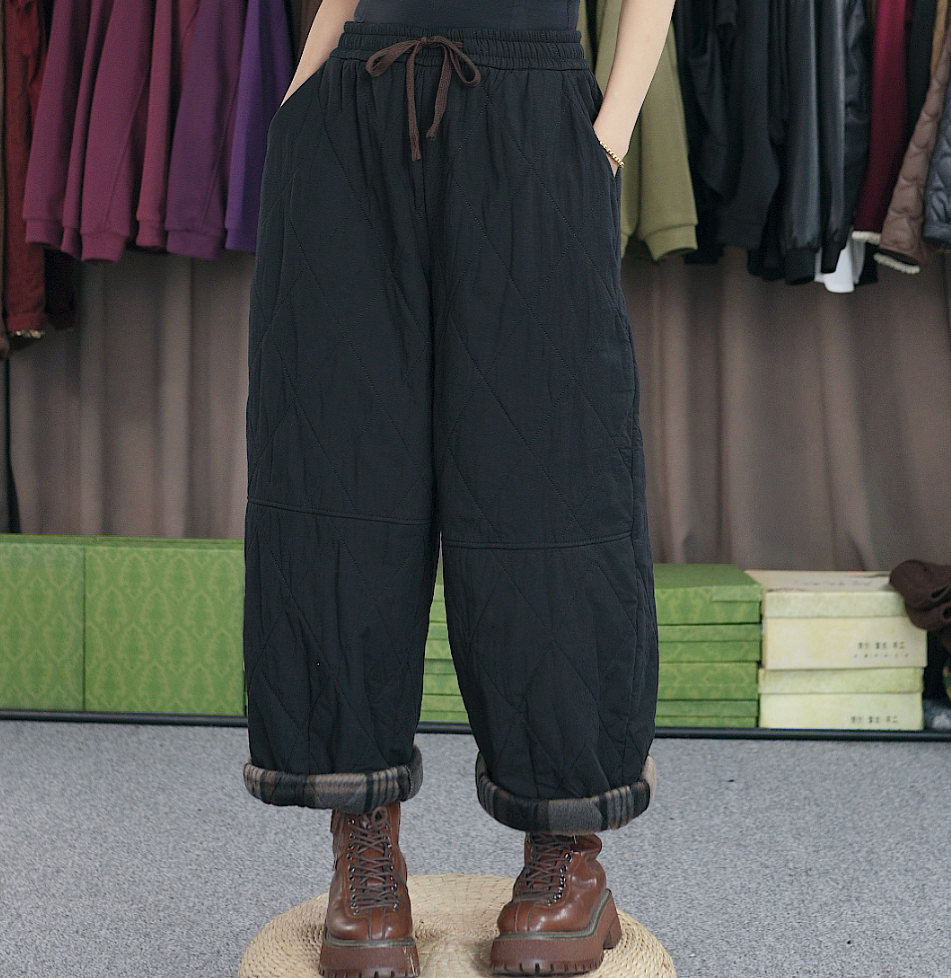 棉裤气球裤百搭裤子高腰秋冬女直筒裤宽松大码休闲Q5053