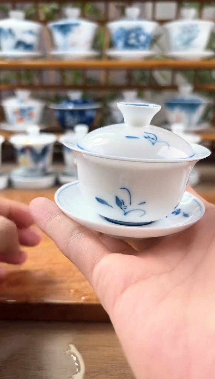 全品玉兰80ml三才盖碗