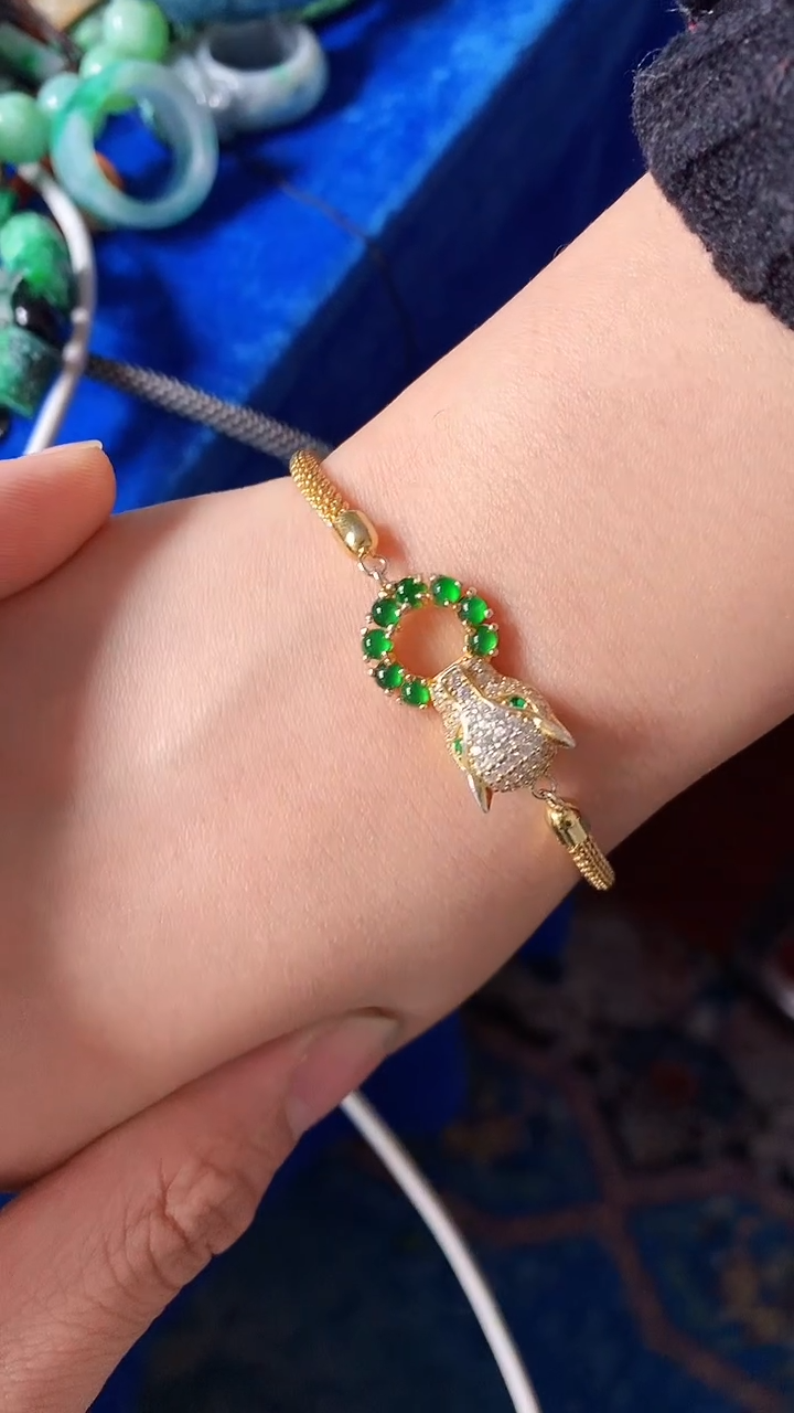 颈饰银S925镶嵌翡翠天然A货翡翠