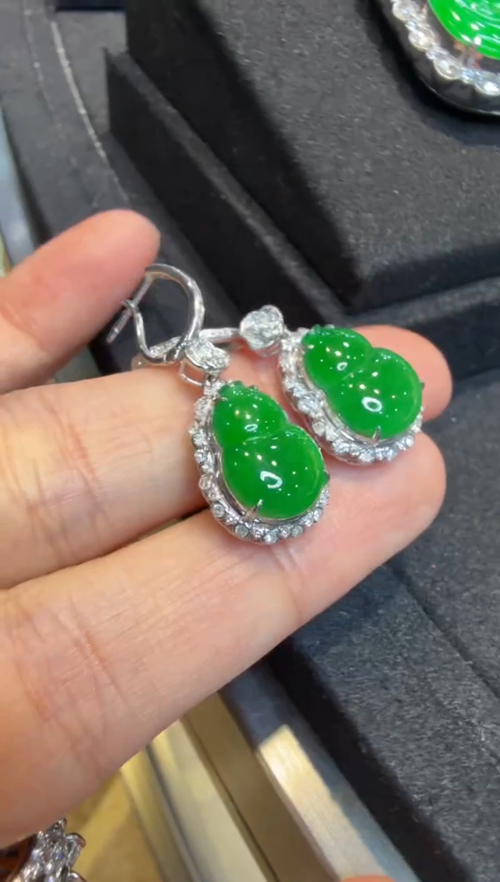 18K金镶嵌翡翠耳饰多样性团购发一件