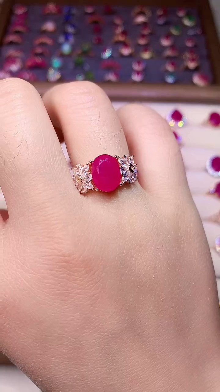 【闪购商品】红宝石戒指银S925镶嵌000