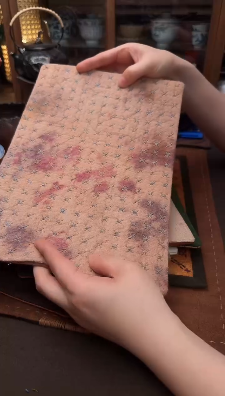 织绣Cici手作老布柿染杯垫852