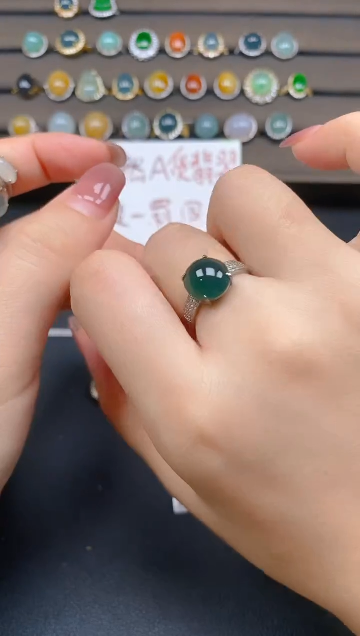 翡翠戒指银S925镶嵌15