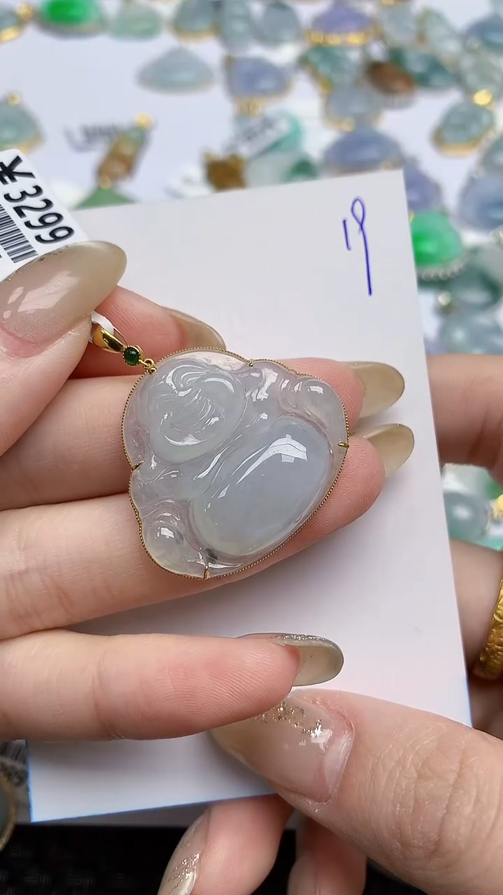 【闪购商品】翡翠颈饰18K金镶嵌天然A货翡翠 50