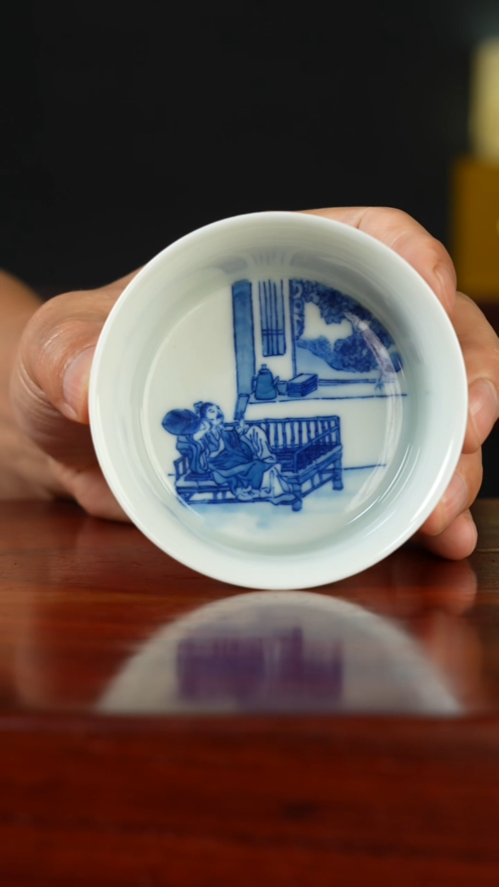 祖传窑真柴窑传承400年内画人物马蹄杯
