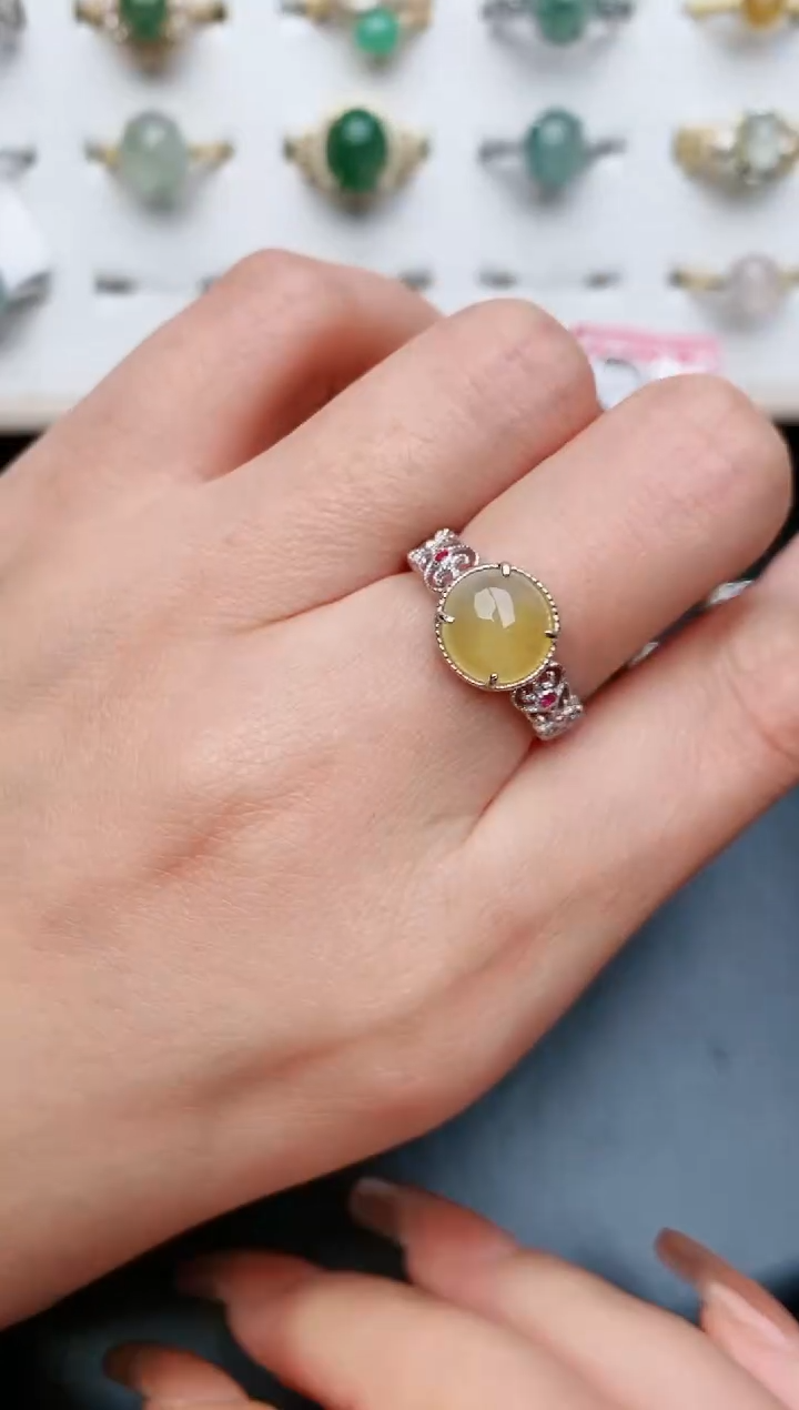 翡翠戒指银S925镶嵌.....